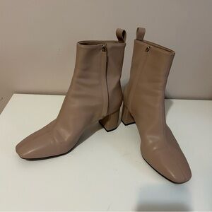 Tan/Beige Square Toe Ankle Boots Size 8.5